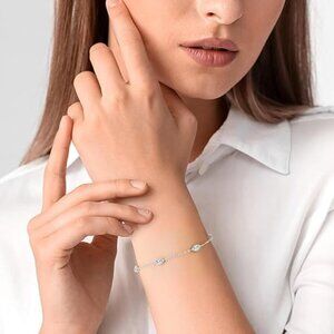 🔥 Birthstone Bracelet Women Silver Sterling Charm Cubic Zirconia Jewelry Gift